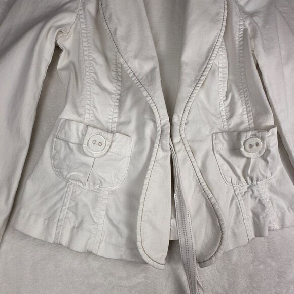 VTG. Guess Utility Peplum Stretch Demin Womens Jacket White Small Y2K Cottage - Picture 6 of 11